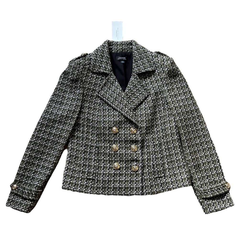 Dark green tweed Tahari jacket